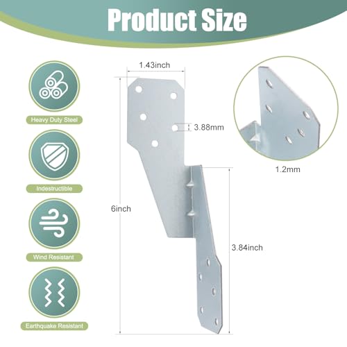 30 Pack Hurricane Straps Brackets, Heavy Duty Hurricane Ties with Black Powder-Coated, Hurricane Straps Trusses/Rafters Ties Brackets Joist Hangers for Wood, Shed, Roof - style: Silver