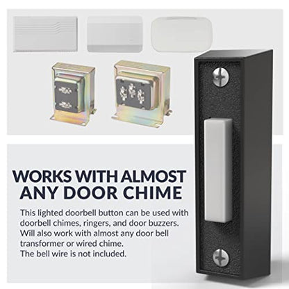 Newhouse Hardware BT4BL Doorbell Button, Black - color: Black, size: Lighted