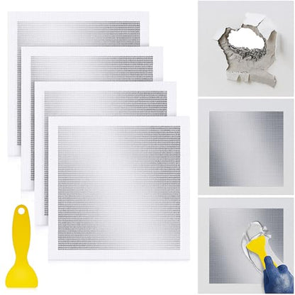 Yaocom 4 Pcs 10 X10 Inch Drywall Patch Repair Kit, Self Adhesive Mesh - size: 10 x10"