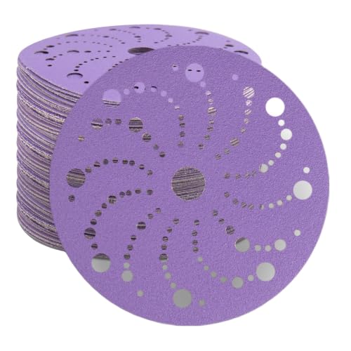 50 Pack 6 Inch Purple Ceramic Sanding Discs Multi-Hole Mix 80-220 Grit - style: Mix
