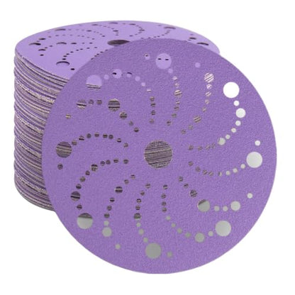 50 Pack 6 Inch Purple Ceramic Sanding Discs Multi-Hole Mix 80-220 Grit - style: Mix