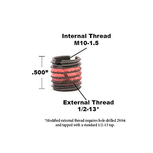 E-Z LOK Thread Insert, M10-1.5 Internal, 0.5-13 External, 5 ct - style: M10-1.5 Internal Threads, 1/2-13 External Threads