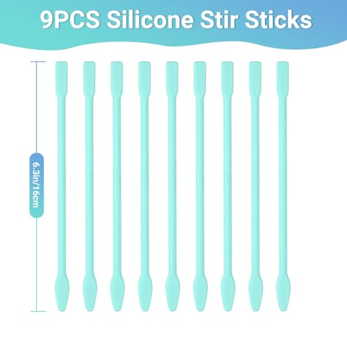 Gartful 9PCS Large Silicone Stir Sticks, Reusable Epoxy Resin Mixing Sticks, Non-Stick Craft Stirring Rods for Paint Mixing, Glitter Tumblers, Liquid Art Supplies, DIY Crafts Tools, Turquoise - color: Turquoise, size: 9PCS-Large stick*9