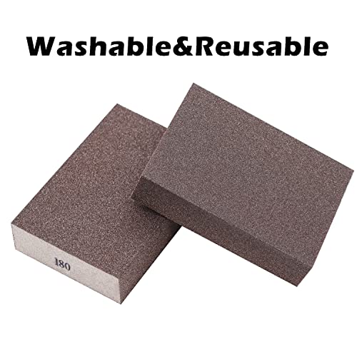 6Pcs Sanding Sponge 180 Grit Fine Blocks for Pot Brush Pan Brush Metal Sanding Wood Sanding Washable&Reusable N-G-001-180 - size: 180 Grit