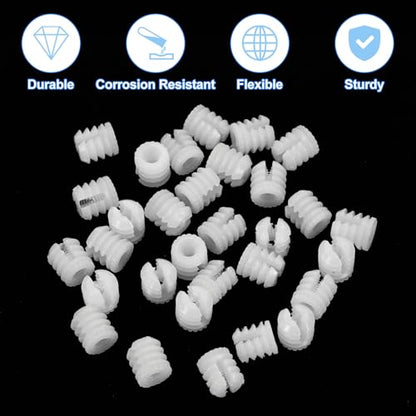 uxcell 200Pcs 0.34"x0.38" Hinge Dowels, Plastic Dowel Insert with Threaded for Cabinet Door Hinges Furniture Connections, White - size: 0.34"x0.38"