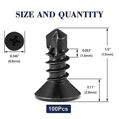 #10 x 1/2" Sheet Metal Screws 100Pcs 410 Stainless Steel Flat Head Fast Self Tapping Screws Black Oxide by SG TZH - size: #10 x 1/2"