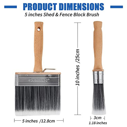 Genixart Deck Stain Brush for Wood, Lime Wash Paint Brush, 5-inch, 2 Pack