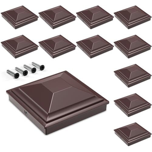 SIEDiNLAR 6x6 Post Caps Brown 12 Pack, Fence Post Covers Outdoor Waterproof - color: Brown, size: 6x6in, 12 Pack