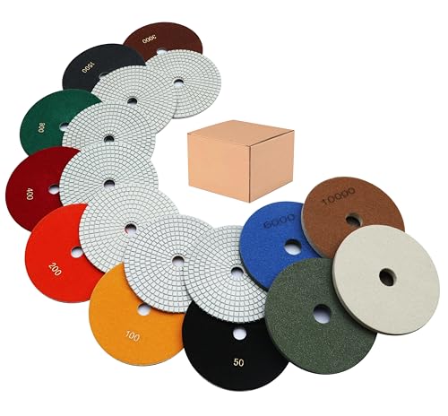 9 PCS 6 Inch Diamond Polishing Pads Kit Wet/Dry 50-10000 Grit - size: 6 inch
