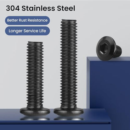 M6-1.0 x 30mm Flat Head Hex Socket Cap Screws Bolts 10Pcs, M6 Bolt 304 Stainless Steel Black Zinc Plated, Full Thread, with Hex Spanner - size: M6 x 30mm