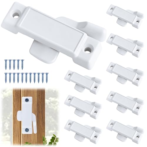 8 Pcs F2590 Window Sash Lock Replacement Kit,2-1/4 Inch Mounting Hole Centers, White Sash Locks with 8 Screws for Double Hung and Vertical Sliding Windows,Home Safety and Security Upgrade,Easy to Use