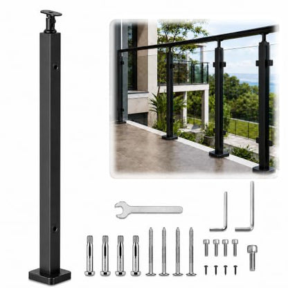 42-Inch Glass Railing Middle Post, 40mm, Black (LIUCHONGYANG99) - size: 40MM*40MM, style: BLACK-Middle Post