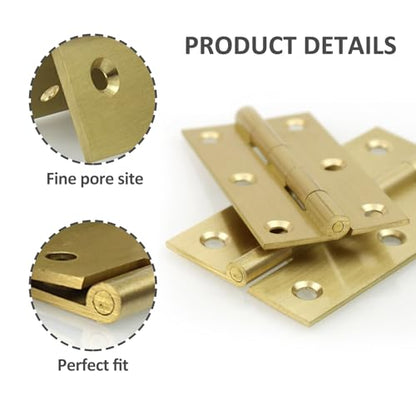 Mini Solid Brass Hinges Cabinet Drawer Butt Hinges for Jewelry Chest Wood Box,1/2/2.5Inch,8PCS(2Inch) - size: 2Inch