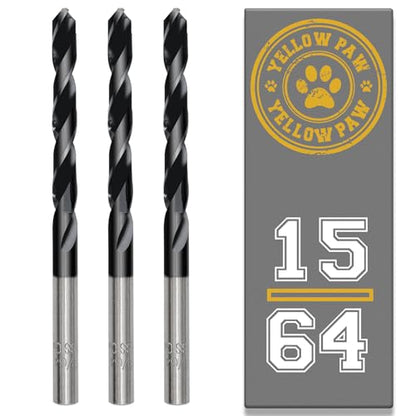 15/64 Inch Drill Bit (3 Pack) Industrial Grade M35 Cobalt Titanium Aluminum Nitrite - 15/64" Diameter & Total Length of 3-1/2" with Working Length of 2" Easily Drill Into Metal, Steel, & Aluminum - size: 15/64"