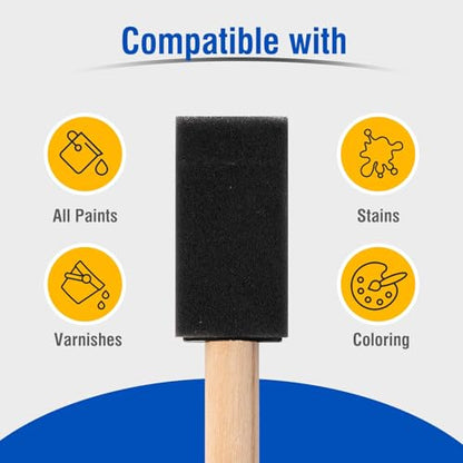 Foam Paint Brushes, 1 Inch, 50 Piece Sponge Brushes Set - size: 1 inch, 50 pack