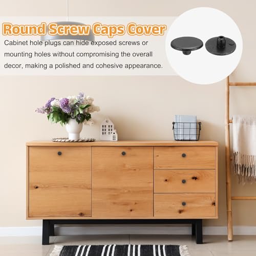 uxcell 300Pcs 3x11mm Plastic Hole Plugs, Round Screw Cap Cover, Panel Drill Hole Plugs for Furniture Cabinet Cupboard Shelves Fencing Post Pipe Insert End Caps, Black - color: Black, size: 3x11mm