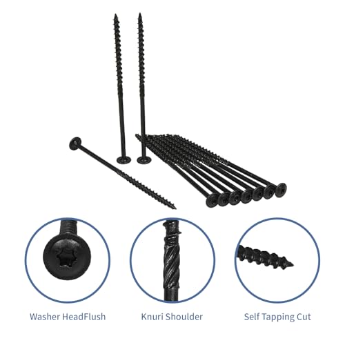 #14×6" Lag Screws 50PCS Heavy Duty Structural Exterior Wood Timber Screws - color: Black, size: #14 x 6"