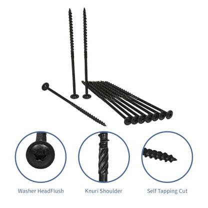 #14×6" Lag Screws 50PCS Heavy Duty Structural Exterior Wood Timber Screws - color: Black, size: #14 x 6"