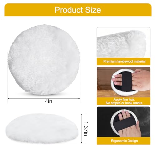 8 Pcs Lambswool Stain Pad with Elastic Strap Reusable 4 in