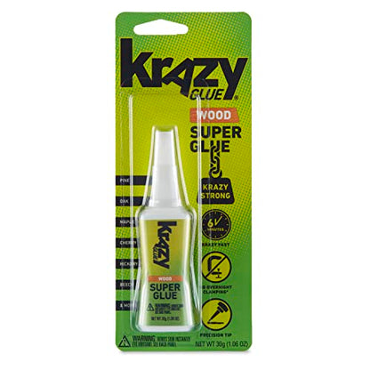 Krazy Glue Fast-Dry Wood Superglue, Strong Adhesive + Precision Tip (30g)