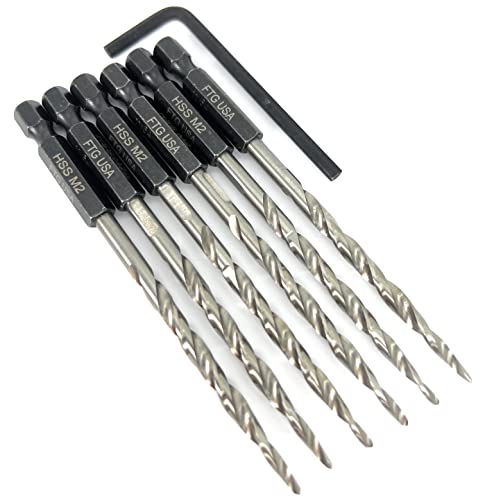 FTG USA 6Pc #8 (11/64") Replacement Countersink Drill Bit Set Tapered Bits - size: #8 (11/64"), style: 6 Bits w/o cutter