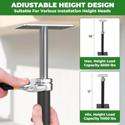 4-Pack 11-16 in House Joist Jacks for Leveling and Lifting, Black - color: Black, size: 11-16 in