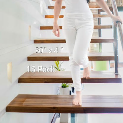 Clear Non Slip Stair Treads 4” x 30” (15 Pack)