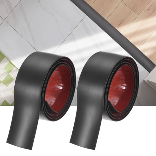 2Pcs Floor Transition Strip 3.94ftx2 PVC Vinyl Tile Edge Trim - color: Black