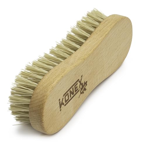 KONEX Nylon Fiber Economy Utility Cleaning Hand Brush | Heavy Duty Hand-Held Scrub Brush Stiff Bristles | Wooden Body, Ideal Scrub Brushes for Cleaning (Peanut Shaped) - size: 1 Count (Pack of 1)