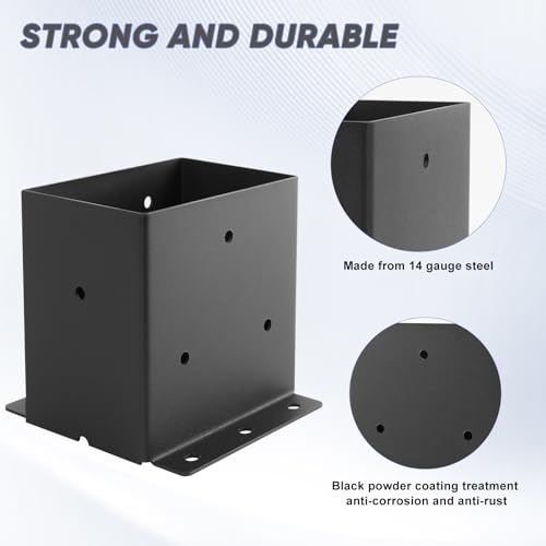 4"X6" Post Base 2 Pcs,Post Brackets (Inner Size 3.5"x5.5") 2mm Thick - size: 4X6 2PCS