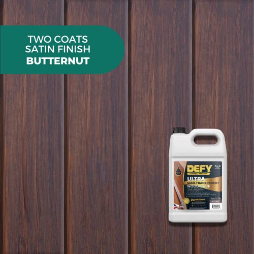 DEFY Ultra Semi-Transparent Outdoor Wood Stain and Sealer - UV & Moisture Resistant, Butternut - 1 Gallon - color: Butternut
