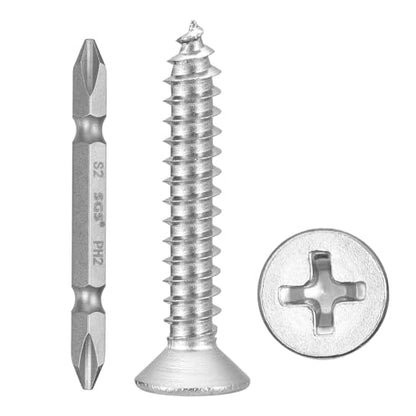 METALLIXITY 101Pcs #8x1 Countersunk Phillips Wood Screws Kit SS304 - color: Silver, size: #8x1"