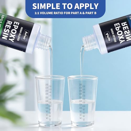 16OZ Crystal Clear Epoxy Resin Kit, 1:1 Self-Leveling, Bubble Free - size: 16 OZ