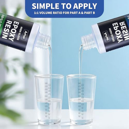 16OZ Crystal Clear Epoxy Resin Kit, 1:1 Self-Leveling, Bubble Free - size: 16 OZ