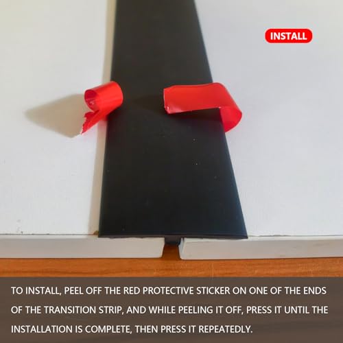 T Molding Flexible Self Adhesive Floor Transition Strip - color: Black, size: T Molding 9.84ft