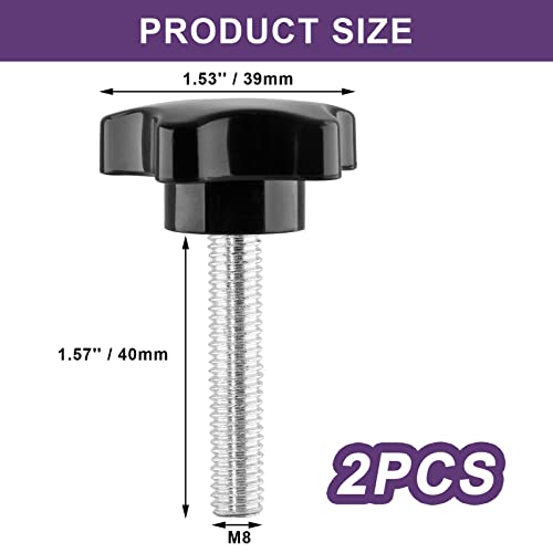 M8 x 40mm Thread Star Knob, 2Pcs - size: M8 x 40mm, style: Star Handle