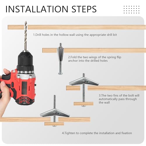 28 Sets Hollow Wall Anchors Toggle Bolts with Screws
