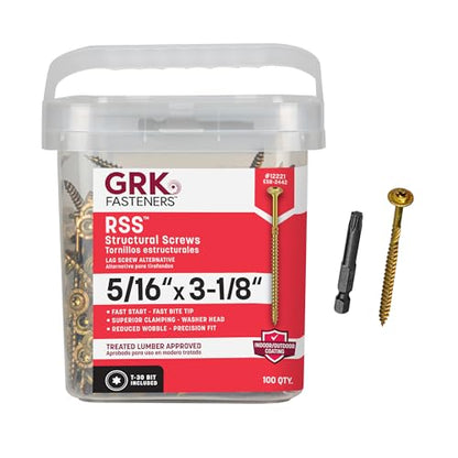 GRK Fasteners RSS™ 5/16 x 3-1/8" Rugged Structural Framing Screws, 100 PCS - size: 5/16" x 3-1/8"
