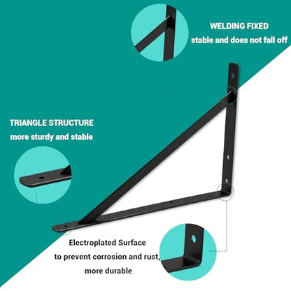 HOME MASTER HARDWARE 16x10 Inch Heavy Duty Shelf Brackets, Black 4 Pack - color: Black, size: 16 inch x 10 inch-4pcs