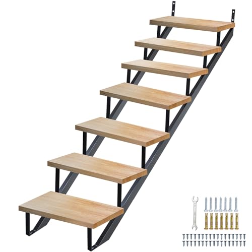 Heavy Duty Steel Stair Riser 7 Step, Metal Stair Stringer for Deck Height 58 inches, Stair Step Riser for Porch Step Outside Stairs（2Pack - size: 7 Step