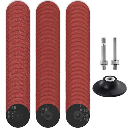 75 PCS 3 Inch Surface Conditioning Sanding Discs - 30/60/80 Grit Quick Change Drill & Die Grinder Sanding Pads with 1/4" Holder for Surface Strip Grind Polish Burr Rust Paint Removal - style: 36/60/80 Grit-2 inch