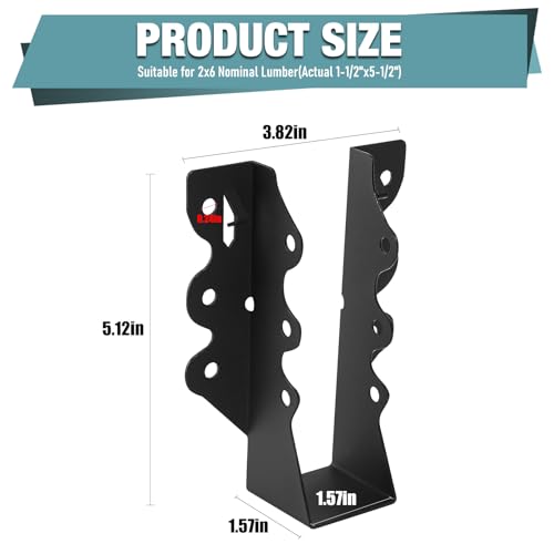 24PCS 2x6 Joist Hanger,Joist Bracket,Hurricane Ties for Rafter - size: 24PCS, style: 2''X6'' Joist Hanger