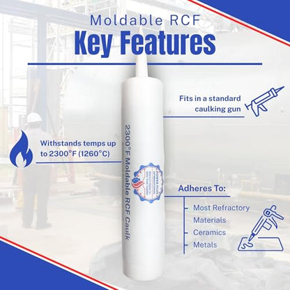 2300°F Moldable RCF Caulking | Refractory Ceramic Fiber, Boiler Insulation, High Temperature, Gasket Sealing Applications
