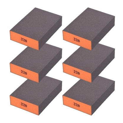 6Pcs 220Grit Sanding Sponges, Wet Dry Sanding Blocks - size: 220Grit