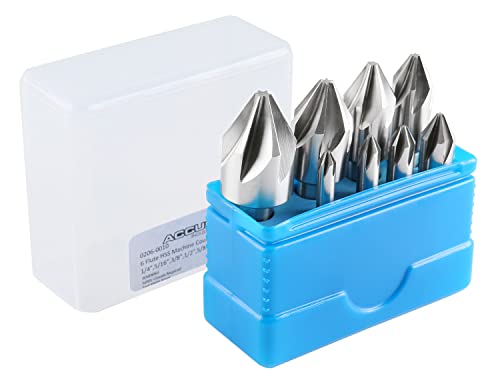 Accusize Industrial Tools 60 Degree 6 Flute H.S.S. Machine Countersink, 8 Pcs, Precision Ground, 0206-0010 - size: 60°