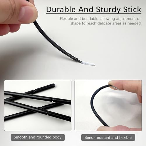 200PCS Disposable Micro Applicator Brushes – Mini Precision Swabs for Eyelash Extensions, Glue Removal, Makeup, Nail Art & Cleaning (Black)