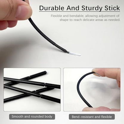 200PCS Disposable Micro Applicator Brushes – Mini Precision Swabs for Eyelash Extensions, Glue Removal, Makeup, Nail Art & Cleaning (Black)