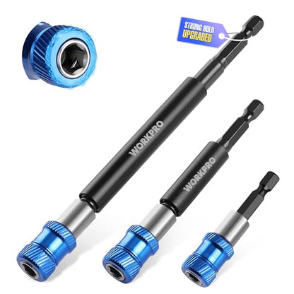 WORKPRO 3-Piece Drill Bit Extension Set, 2-3/8", 4", 6" - size: 2-3/8", 4", 6"