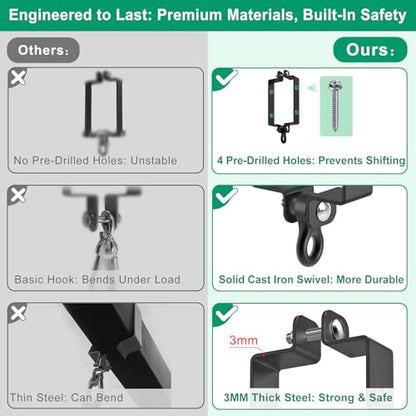 SELEWARE Heavy Duty Swing Hangers, Swing Set Accessories for 4x6 Wood Beam - color: A: Black-2 Pcs