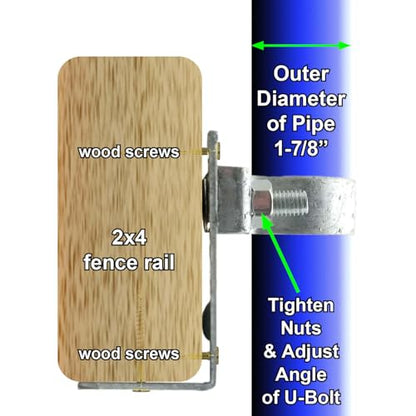 1-7/8" Wood Fence to Round Steel Post Panel Attachment Adapter Bracket: Adjustable clamp. Made of Galvanized Steel to Prevent Rusting. CASE Qty 25 - size: 1-7/8" Post, style: CASE